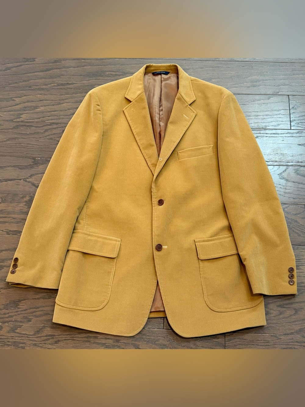 Brooks Brothers Men’s Tan Corduroy 3-Button Blazer Sport Coat Jacket—Size 42R